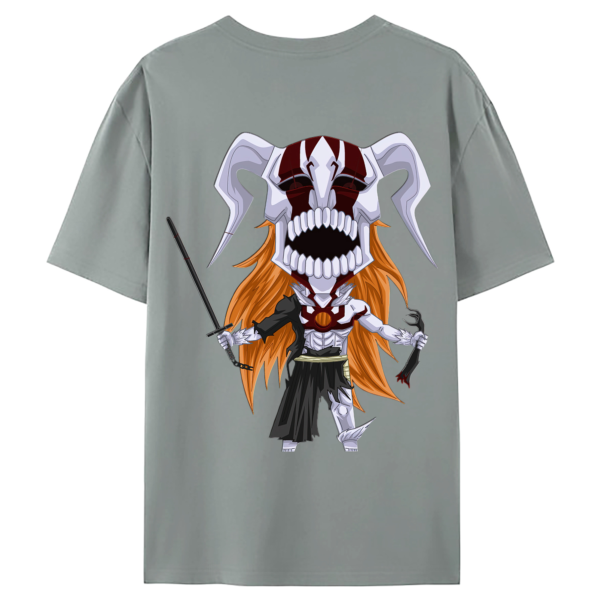（画像用） ブリーチ 黒崎一護（くろさき いちご）BLEACH Kurosaki Ichigo 綿100％ メンズ半袖Tシャツ（バックプリント） 通気性